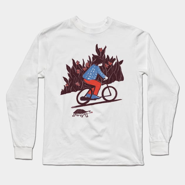 Boy riding outdoors Long Sleeve T-Shirt by michalarieli